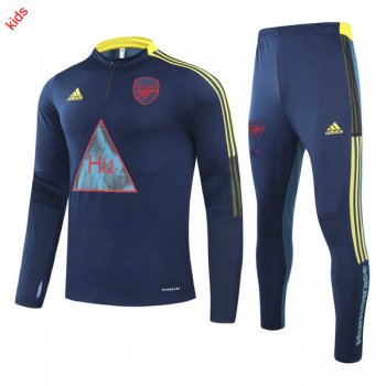 maglia Arsenal formazione manica lunga bambino blu-02 2022