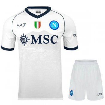 seconda maglia Napoli bambino 2024 Pantaloncini Bianco