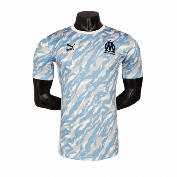 Versione del giocatore maglia Marsiglia bianca blu camuffare 2022