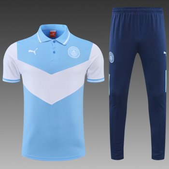 maglia Manchester City Polo Blu Bianco 2023