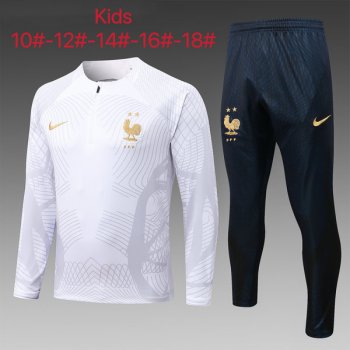 maglia Francia formazione manica lunga bambino Bianco 2023