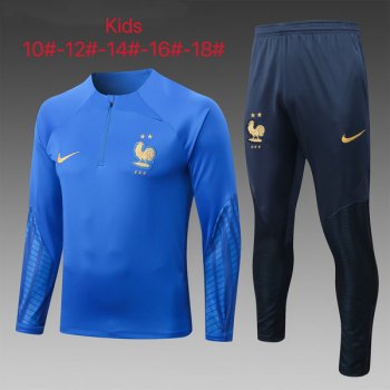 maglia Francia formazione manica lunga bambino blu-02 2023