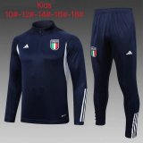 maglia Italia formazione manica lunga bambino Blu scuro 2024