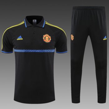 maglia Manchester United Polo Nero Blu Strisce 2023