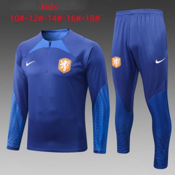 maglia Olanda formazione manica lunga bambino blu 2023