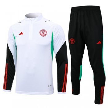 maglia Manchester United formazione manica lunga bianca-01 2024